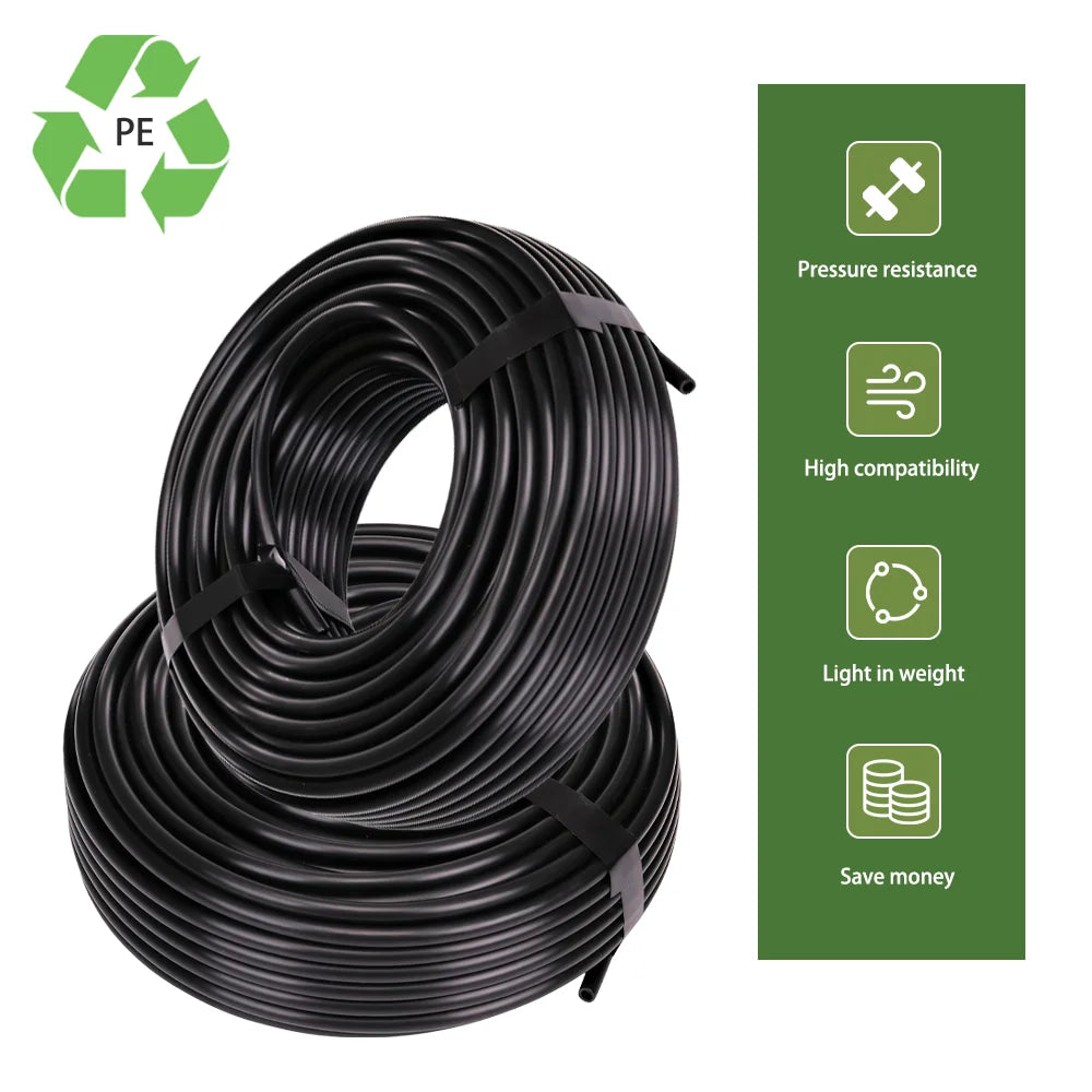 Vabena czarny wąż ogrodowy pe 1/4" 3/8" od 6-12mm – odporny na ciśnienie