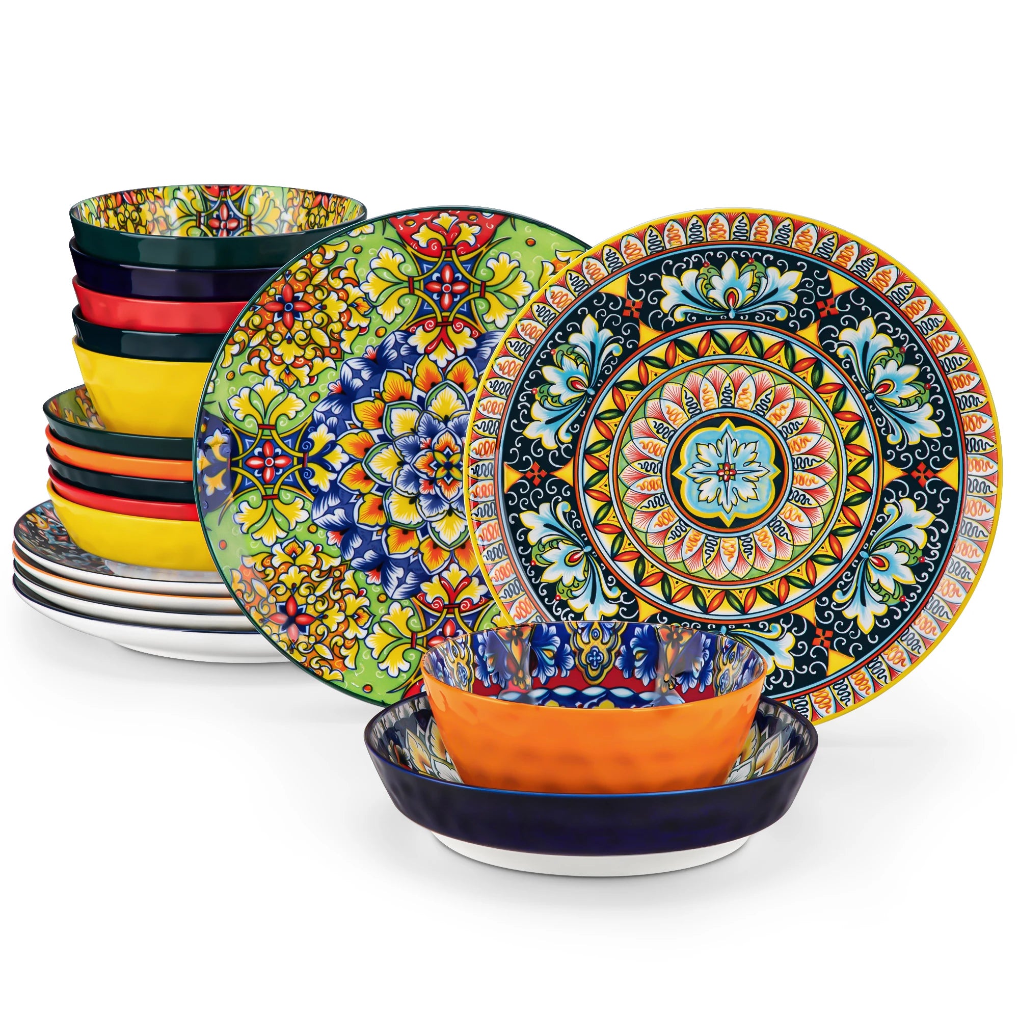 vancasso Bohemian Stoneware Dinnerware Set for 6 - Rustic Tableware