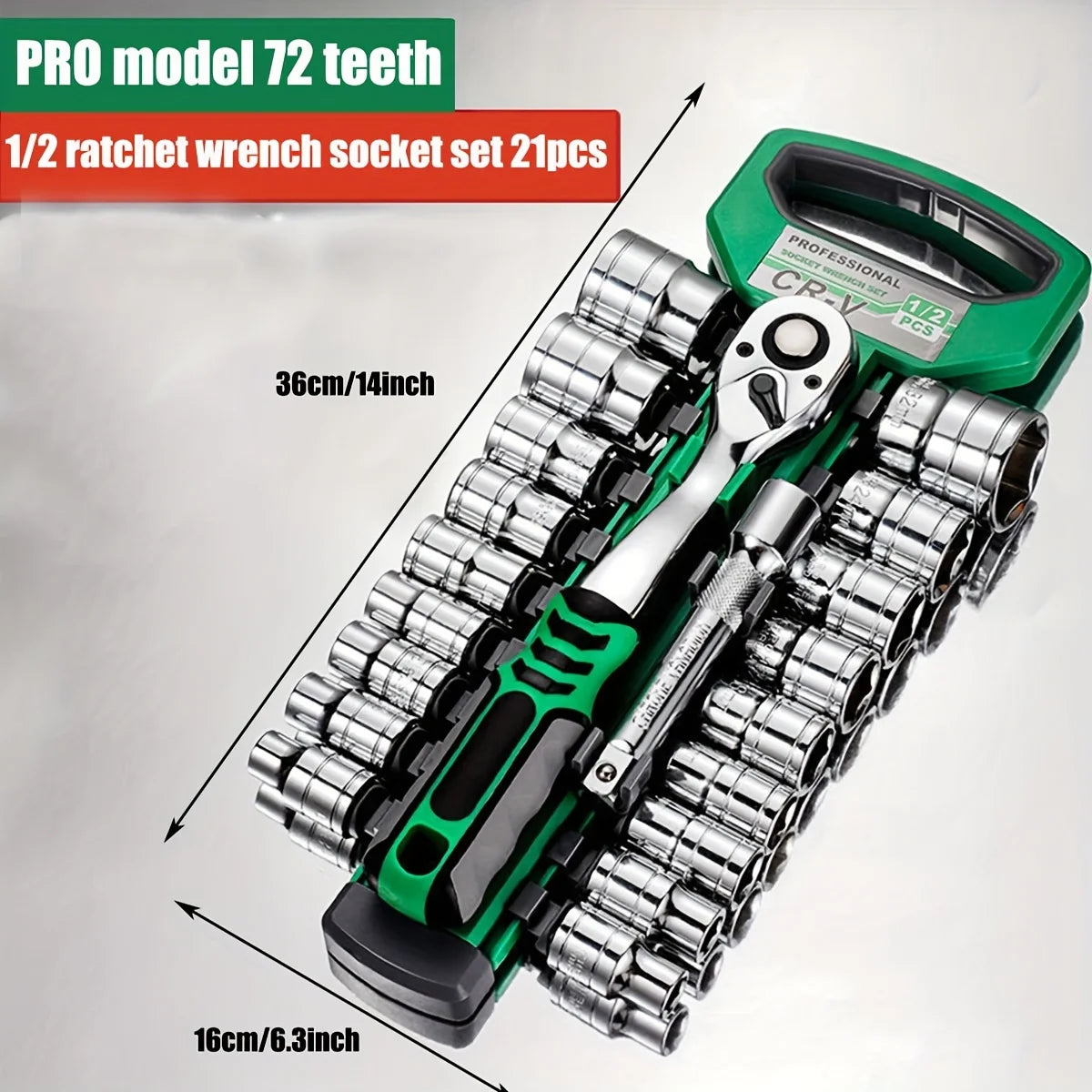 Vabena Pro 72T Drive Socket Set - 1/4" 3/8" 1/2" CR-V Metric & Imperial