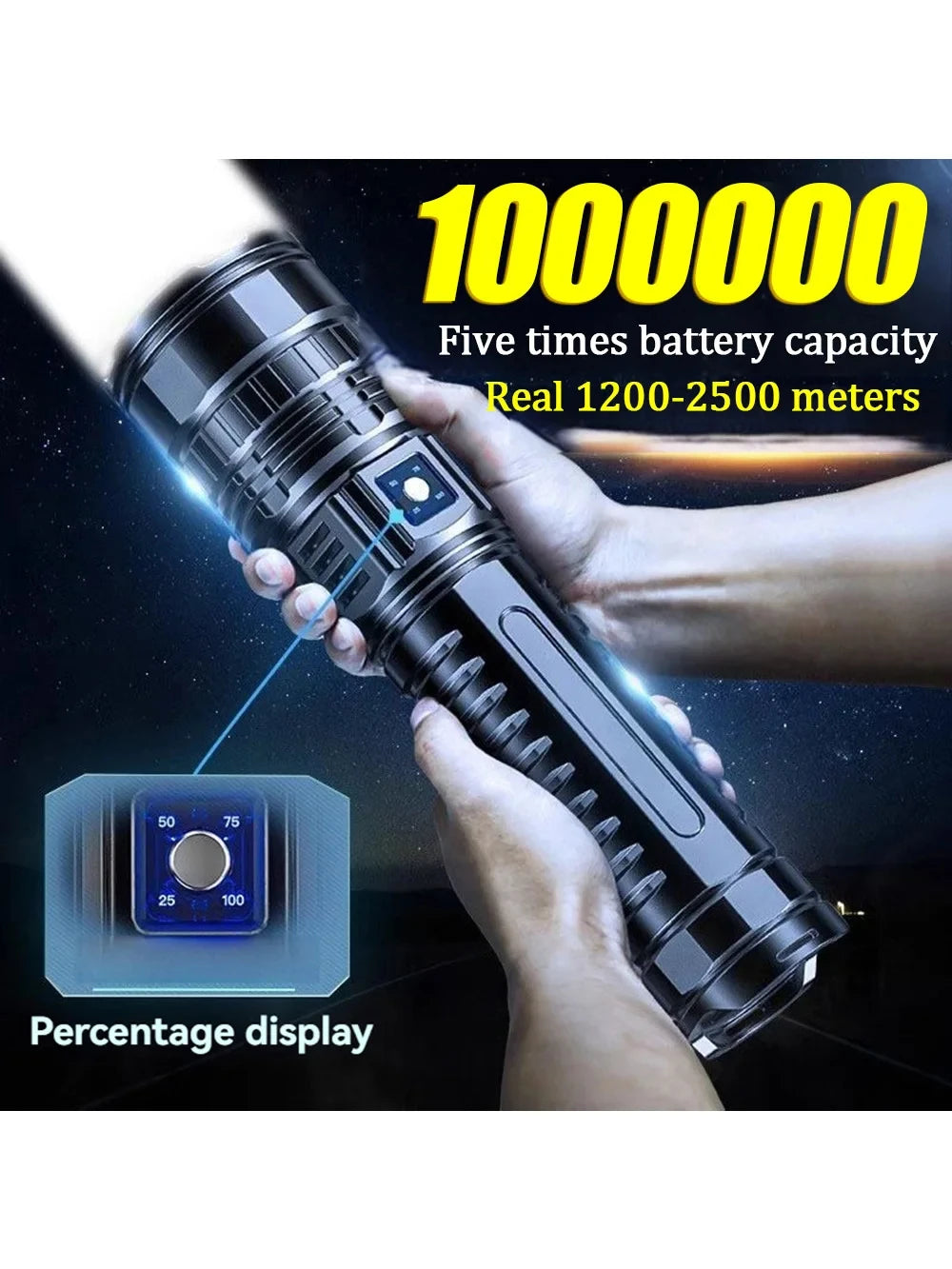 Latarka taktyczna vabena 10000lm, 15000mah — ładowalny reflektor 4km