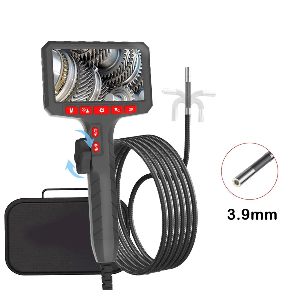 Przemysłowa kamera endoskopowa 3.9mm hd obrotowa dwukierunkowa z wyświetlaczem 5.0"