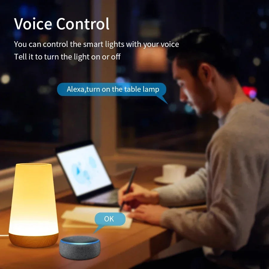 Inteligentna lampka nocna tuya wifi led - ściemniana lampa dotykowa z usb, alexa i google home