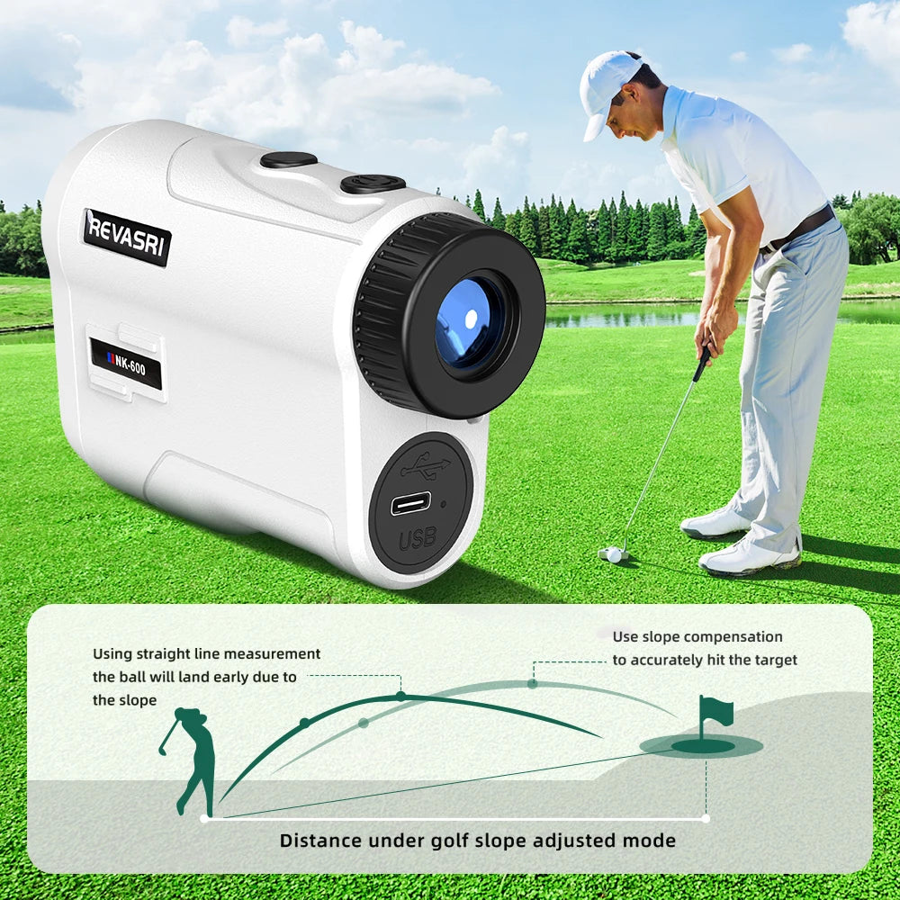 Revasri laserowy dalmierz golfowy - akumulatorowy, powiększenie 6x, zasięg 1000m