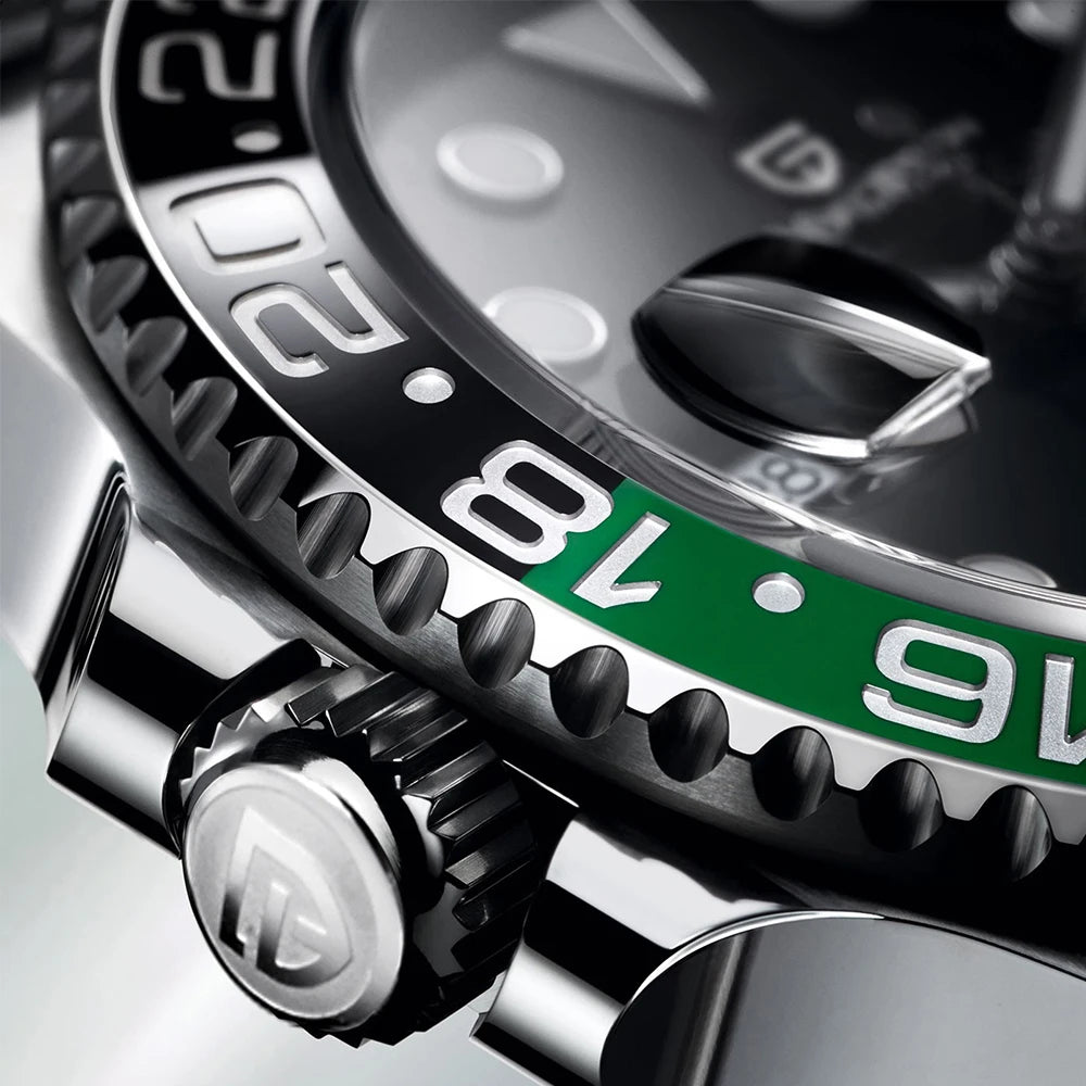 Zegarek mechaniczny męski pagani design pd-1662 luksusowy gmt - szafir, stal, wodoodporny 100m