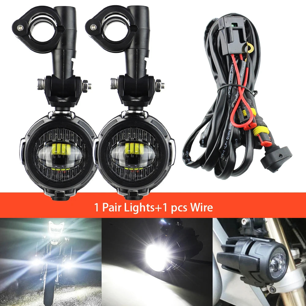 Wysokowydajne pomocnicze lampy przeciwmgielne led do motocykli bmw r1200gs, f800gs, k1600 i uniwersalnych | 40w 6000k