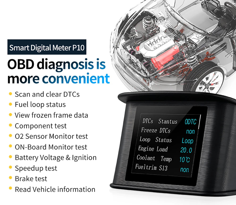 P10 pro wyświetlacz hud obd2 - inteligentny licznik cyfrowy prędkościomierz