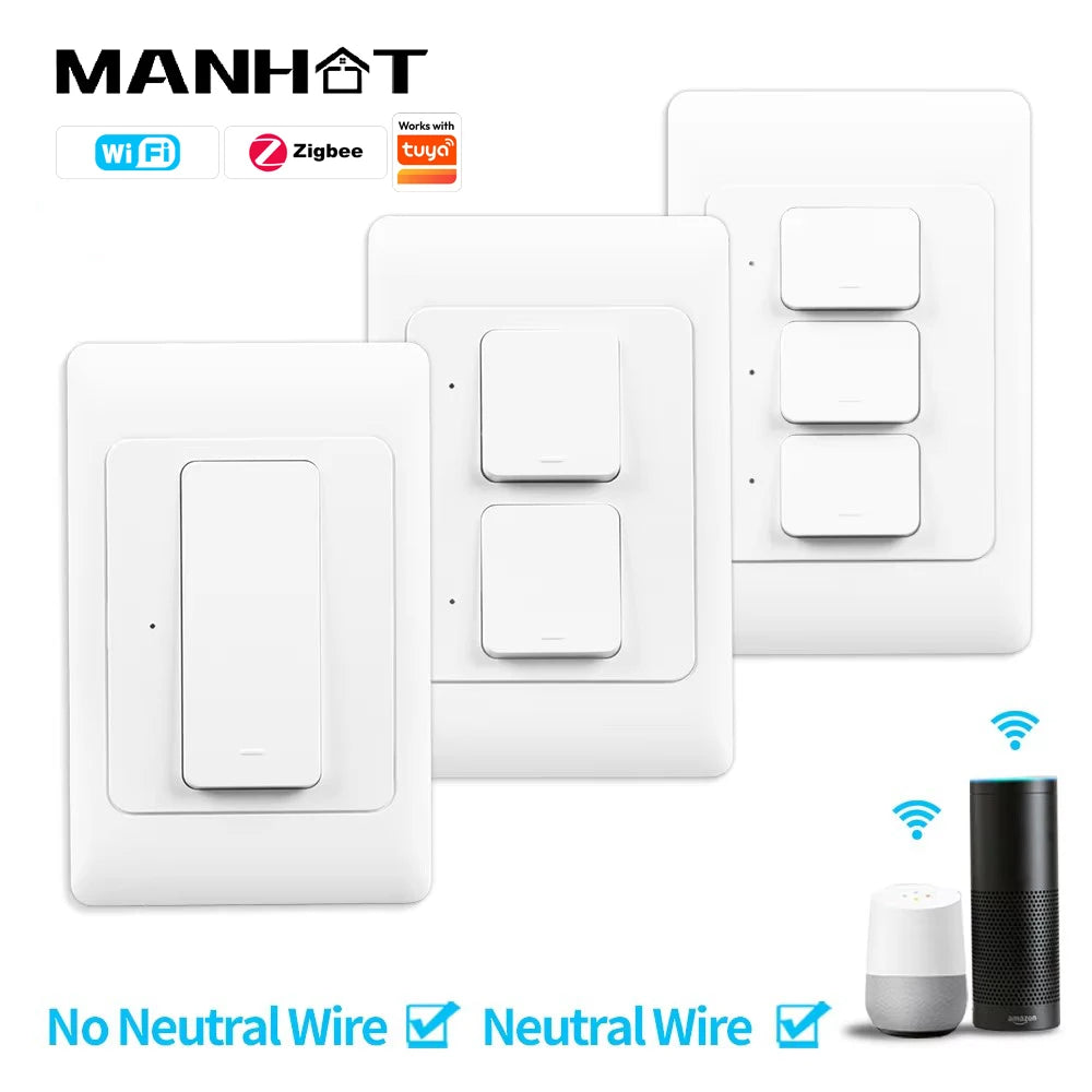 Manhot tuya inteligentny przełącznik światła | przyciskowe sterowanie oświetleniem smart home