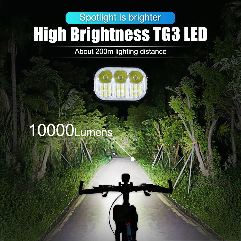 NEWBOLER 10000LM Smart Bicycle Light | USB Rechargeable 10000mAh Front Lamp