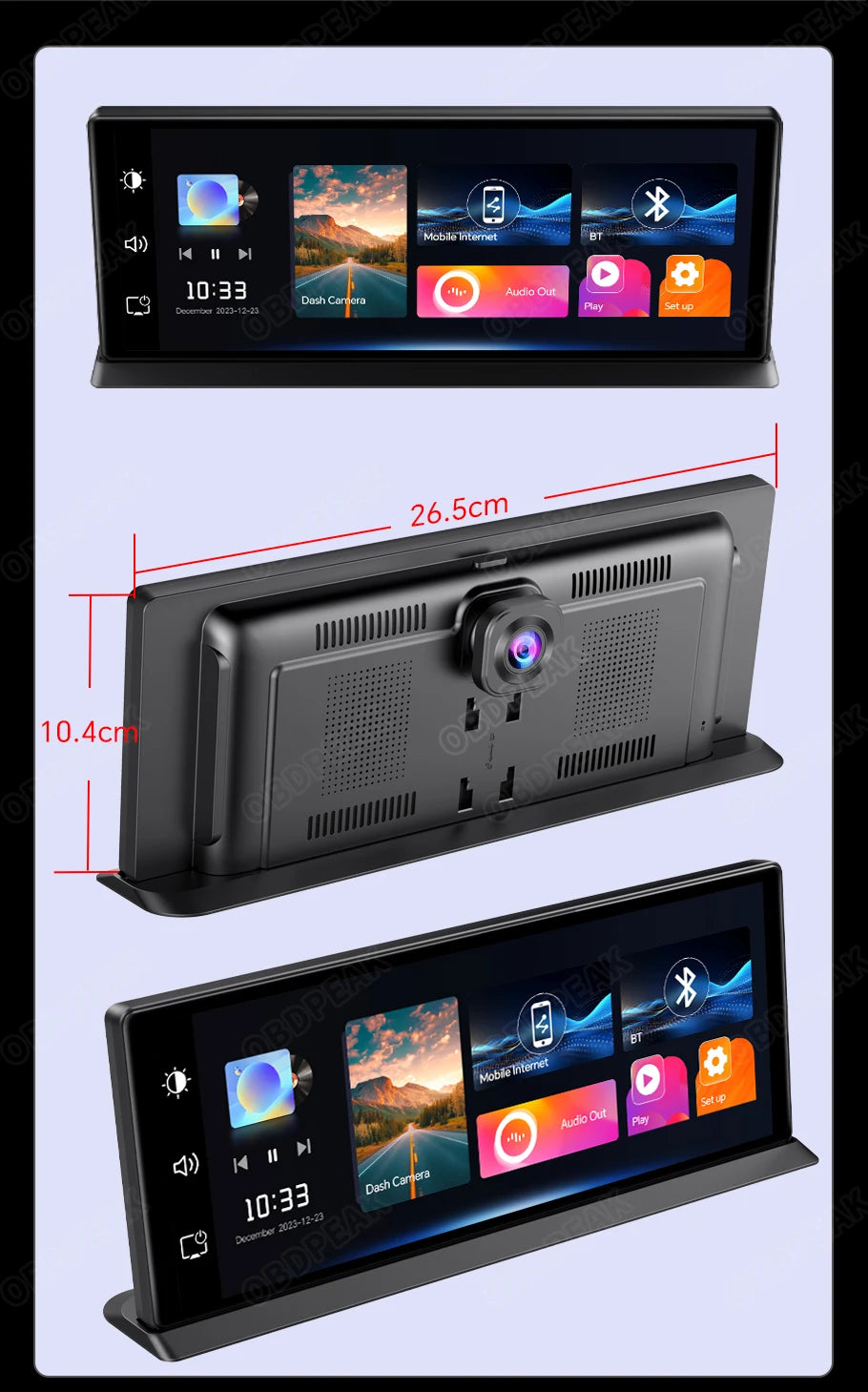 K2 pro 11.3" 4k bezprzewodowy carplay android auto kamera samochodowa z gps i podwójnym obiektywem