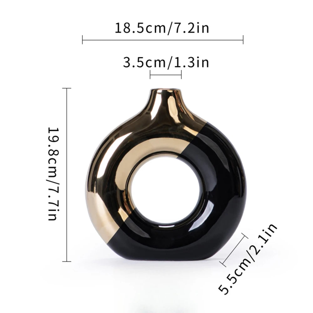 Light Luxury Gold Ceramic Vase | Modern Home Decor & Wedding Gift