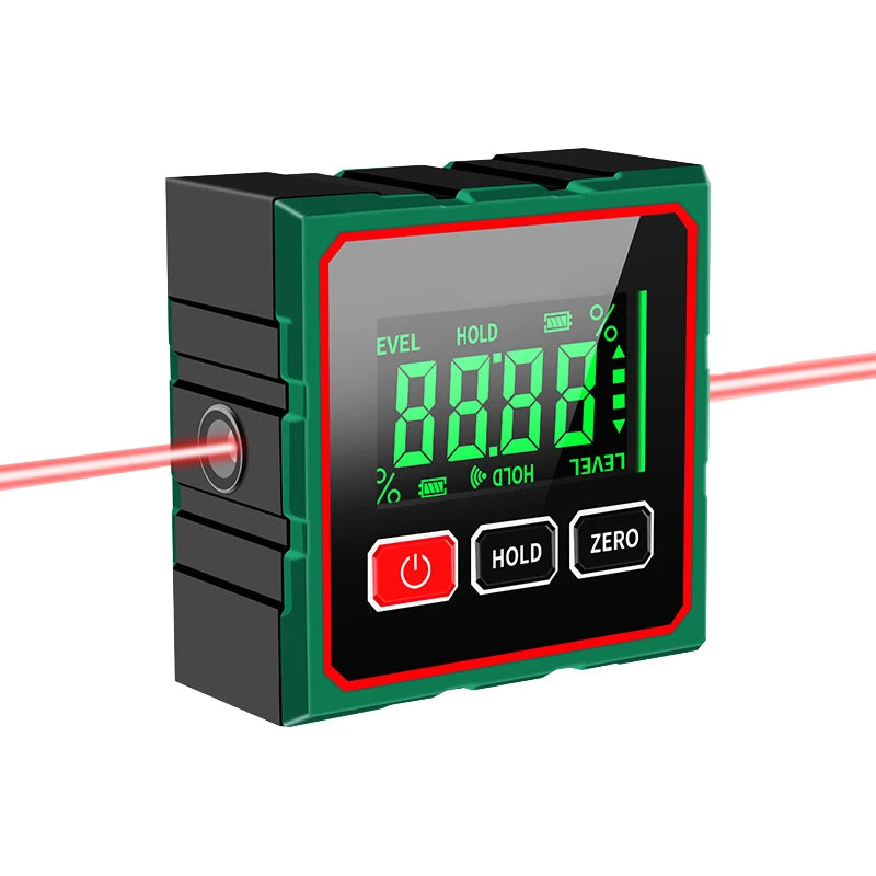 Magnetic Digital Angle Finder & 360° Laser Protractor Level | USB-C