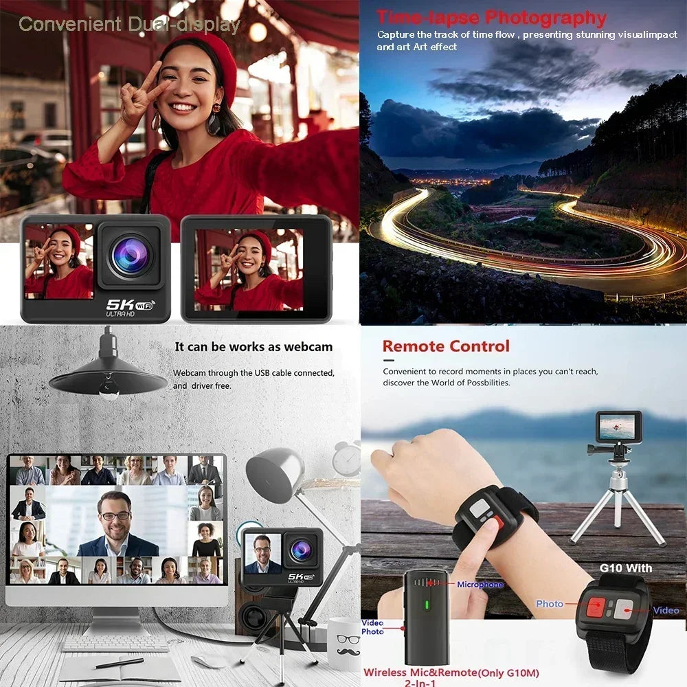 Kamera sportowa sony imx576 5k 4k60fps wodoodporna 48mp z wi-fi