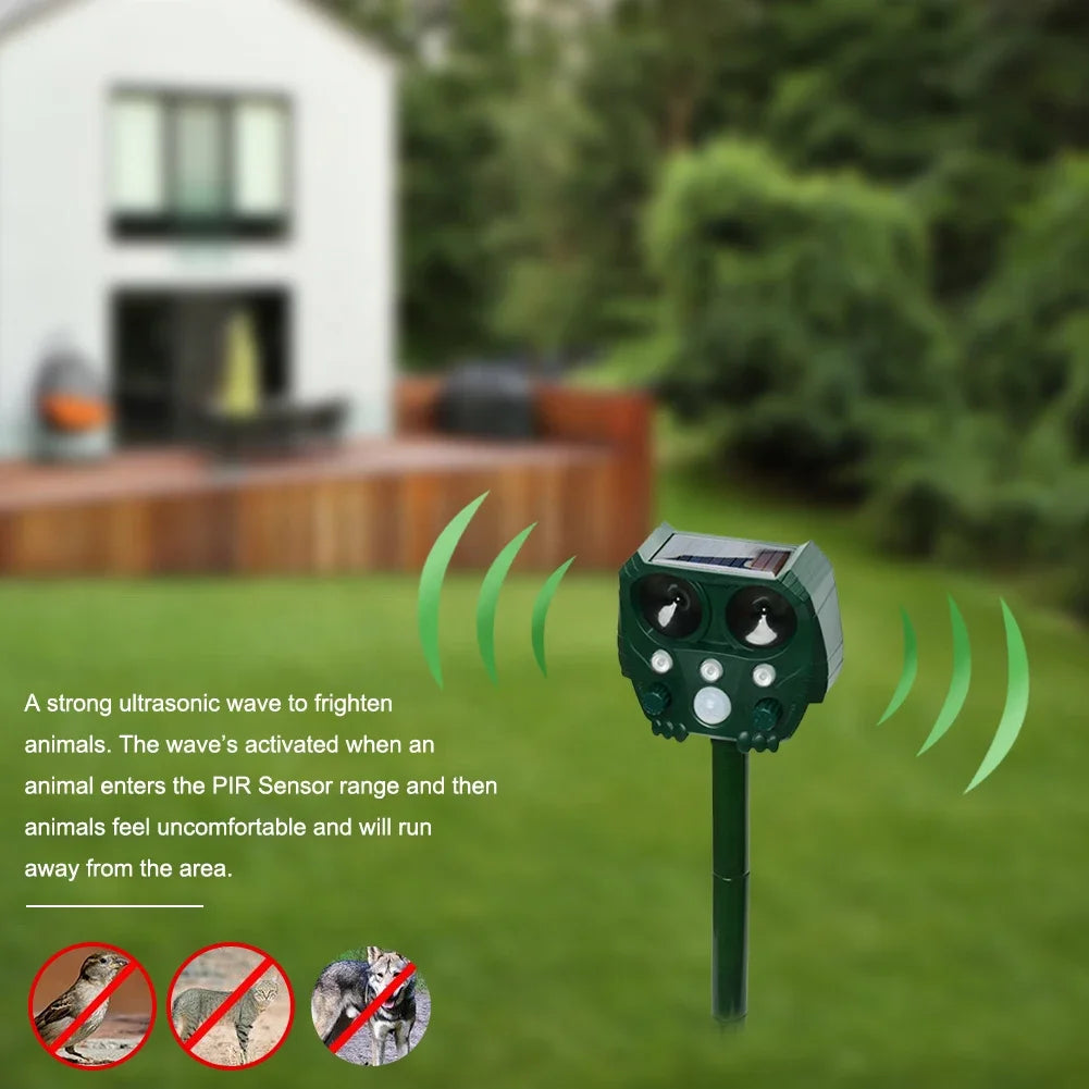 Solar Powered Ultrasonic Animal Repeller | Garden & Yard Deterrent