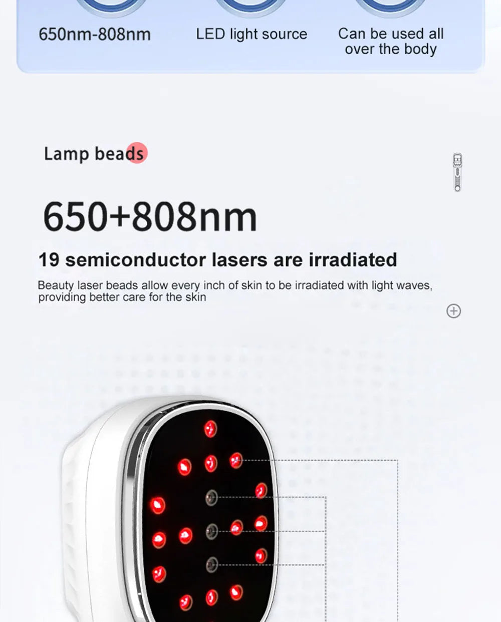Urządzenie do terapii czerwonym i podczerwonym światłem 650nm+808nm dla odmłodzenia skóry i uśmierzenia bólu