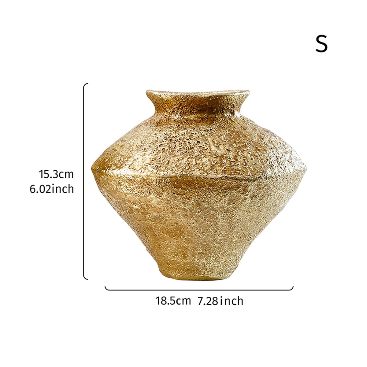Retro Golden Earthenware Jar Vase - Antique Home Decor