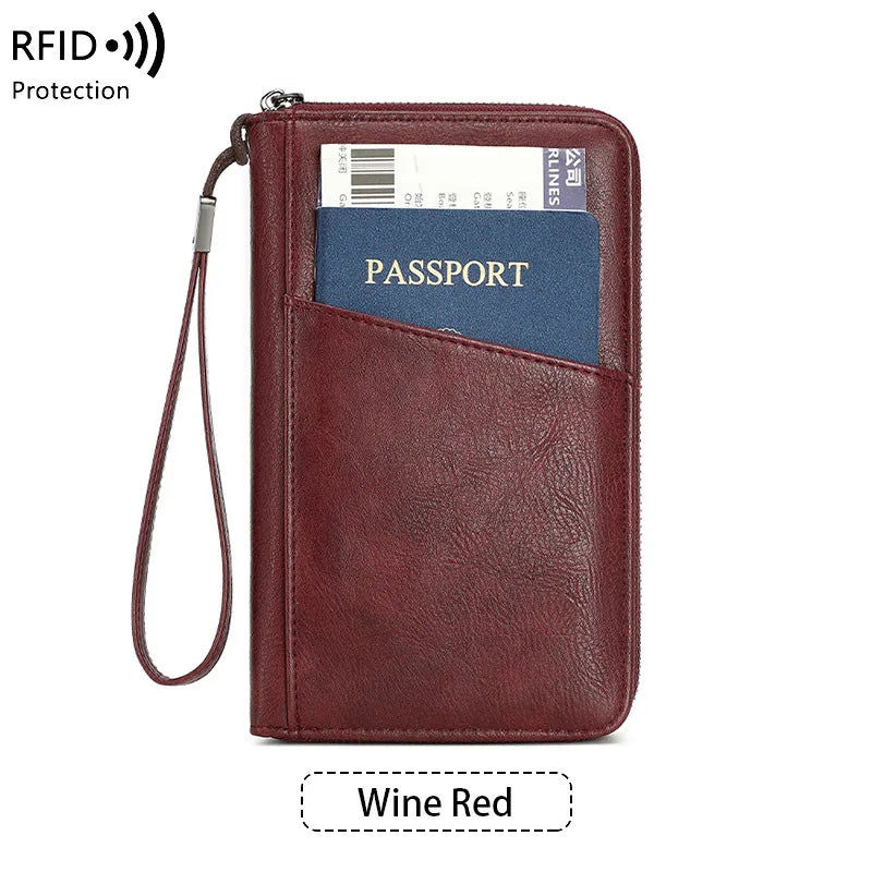 Wielofunkcyjny portfel podróżny z klipsem na paszport i karty – blokada rfid