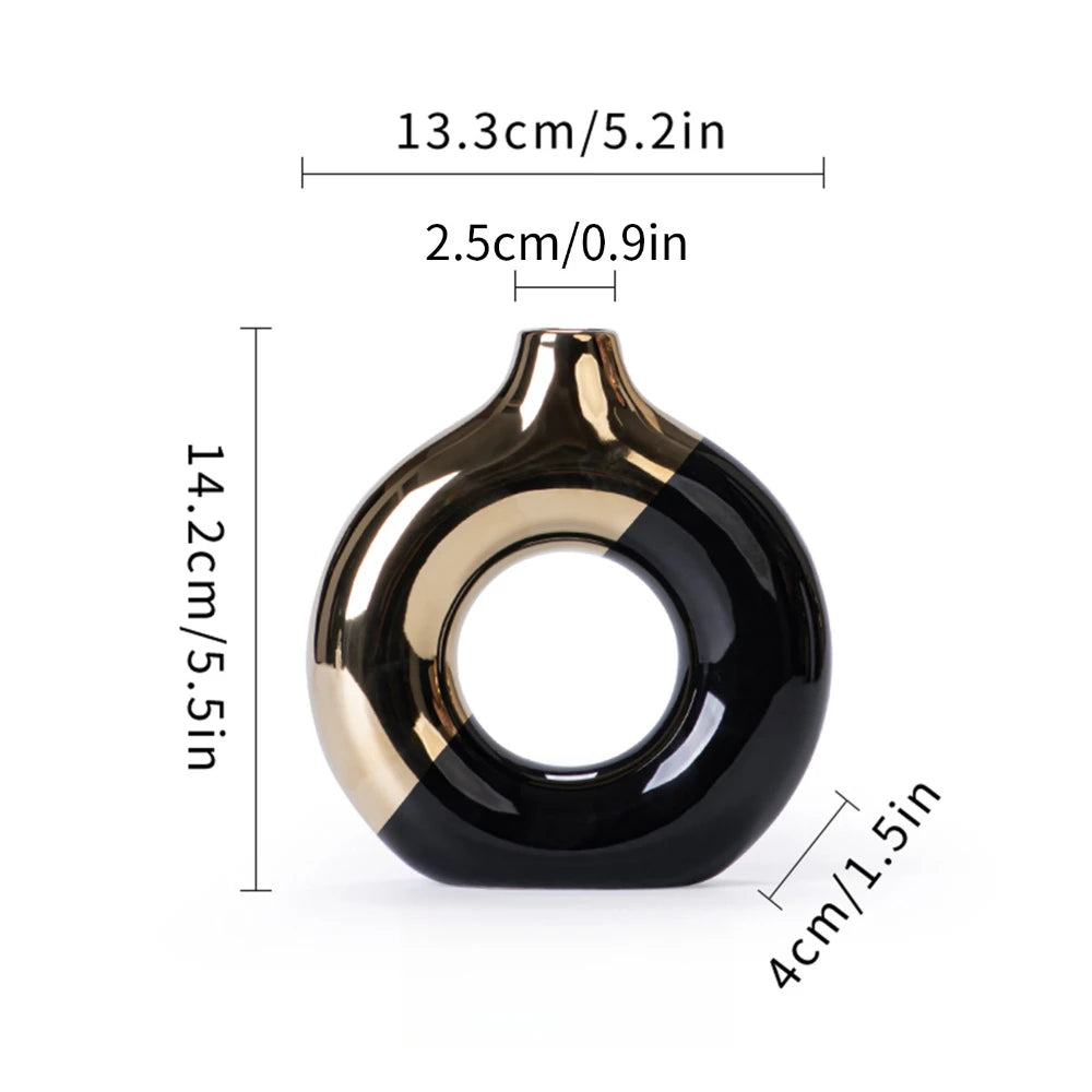 Light Luxury Gold Ceramic Vase | Modern Home Decor & Wedding Gift