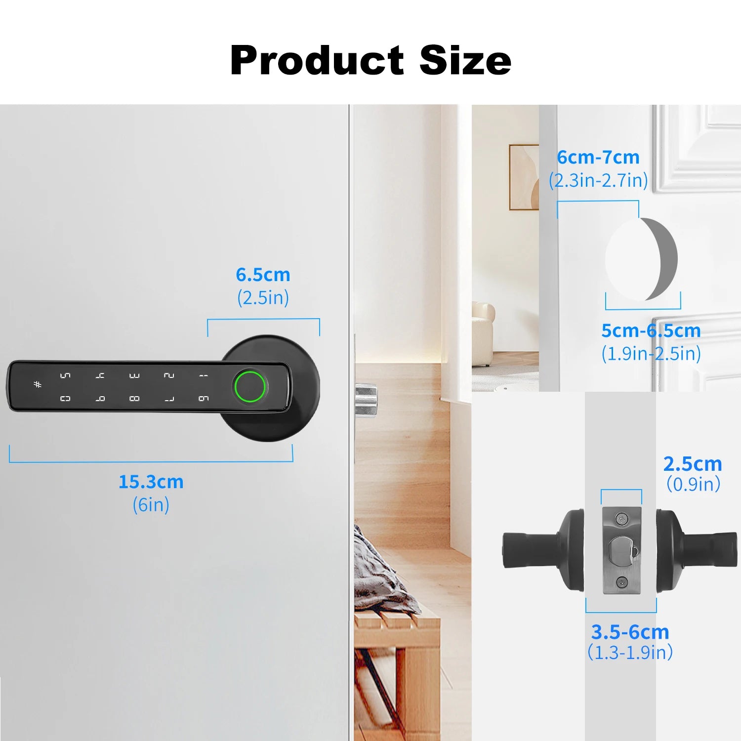 Vabena 4-in-1 Smart Door Lock - Biometric, App, Keypad, Key Entry