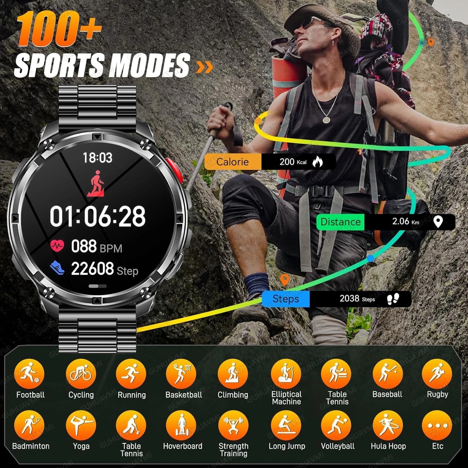 T-rex3 pro smartwatch | bateria 1100mah, gps, wodoodporny 5atm, wojskowy standard