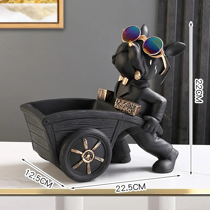 Elegancka statua psa z żywicy vabena ze schowkiem do wystroju domu