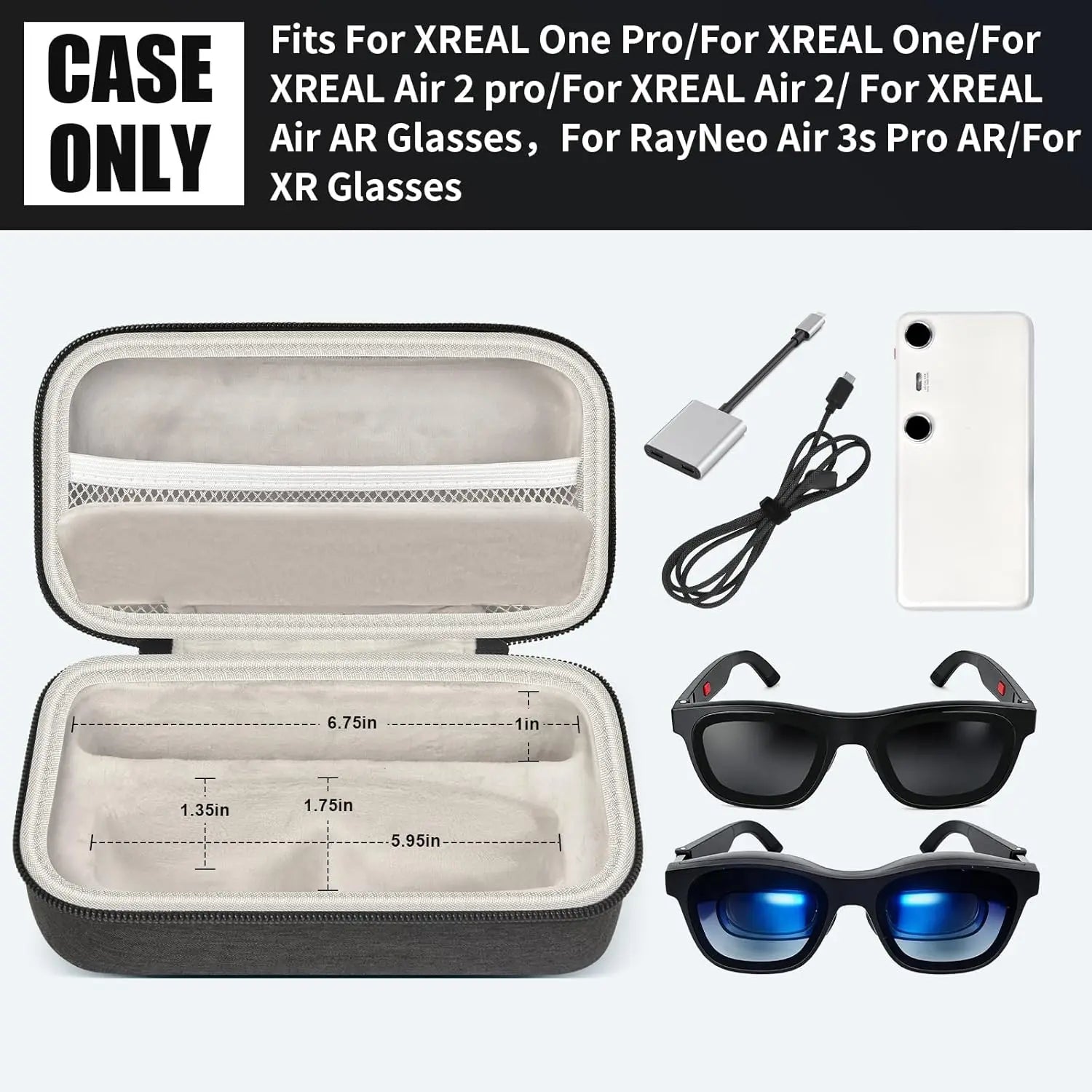 Etui na okulary ar dla xreal one pro/air/2, rayneo air 3s/pro i pudełka beam pro 3