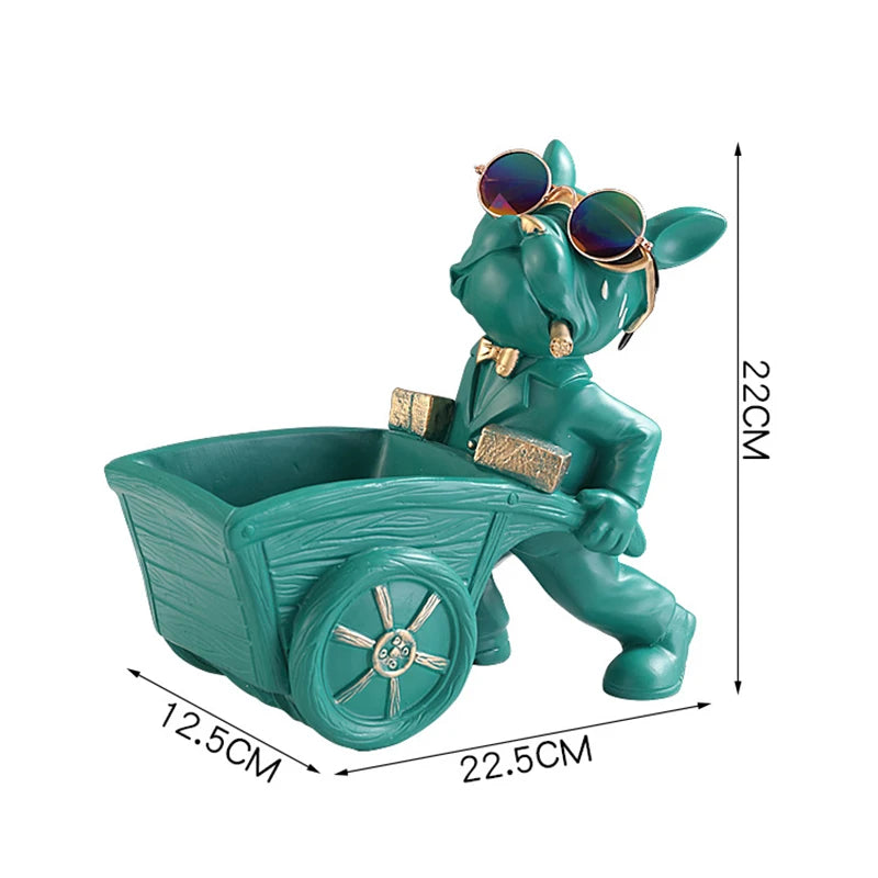 Elegancka statua psa z żywicy vabena ze schowkiem do wystroju domu