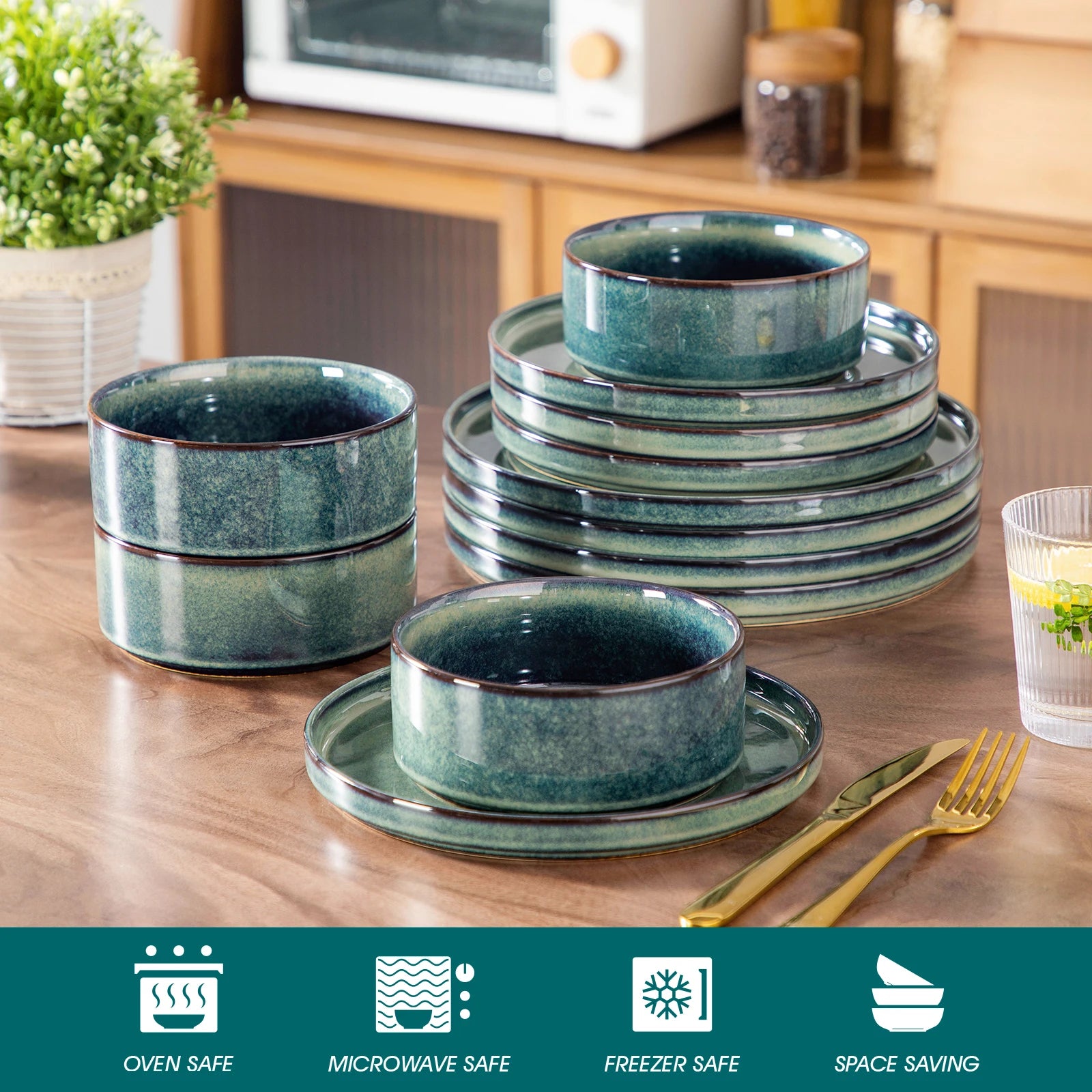 vancasso Reactive Glaze Stoneware Dinner Set - 12/24 Piece Dinnerware