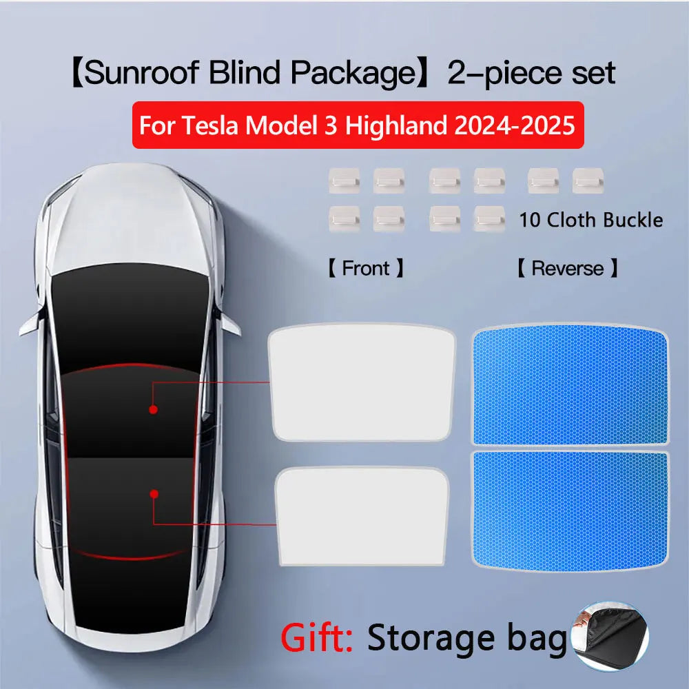 Osłony przeciwsłoneczne dachu do tesli model 3 highland 2026 i modelu y | blokada ciepła tkaniną ice cloth
