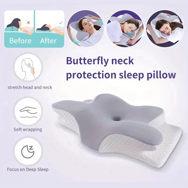 2026 Butterfly Memory Foam Sleep Pillow | Ergonomic Neck Protection & Slow Rebound Comfort