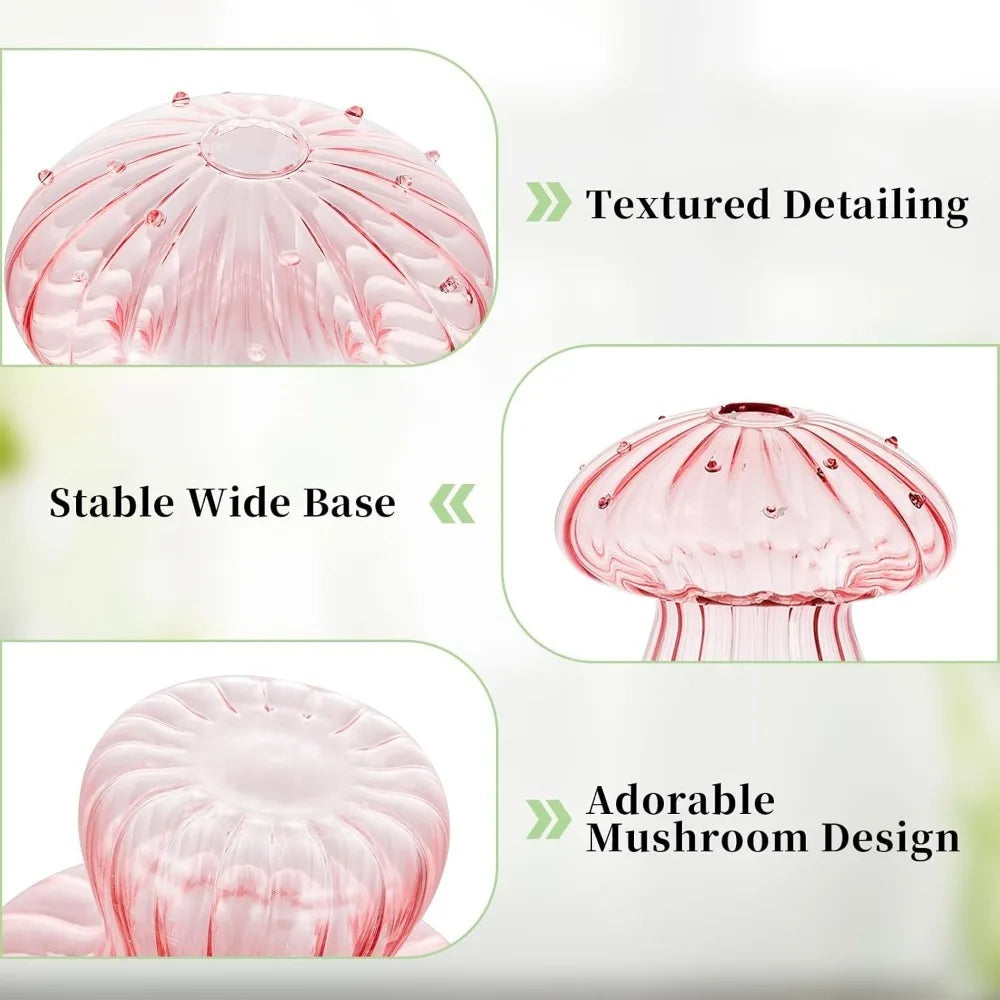 Mushroom Glass Vase Set | Hydroponic Home Decor | Unique Plant Vases