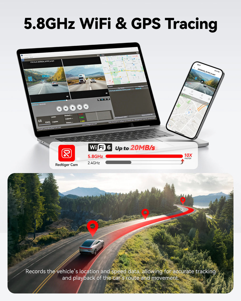 Redtiger f7np 4k podwójna kamera samochodowa z gps i monitorowaniem parkowania 24h