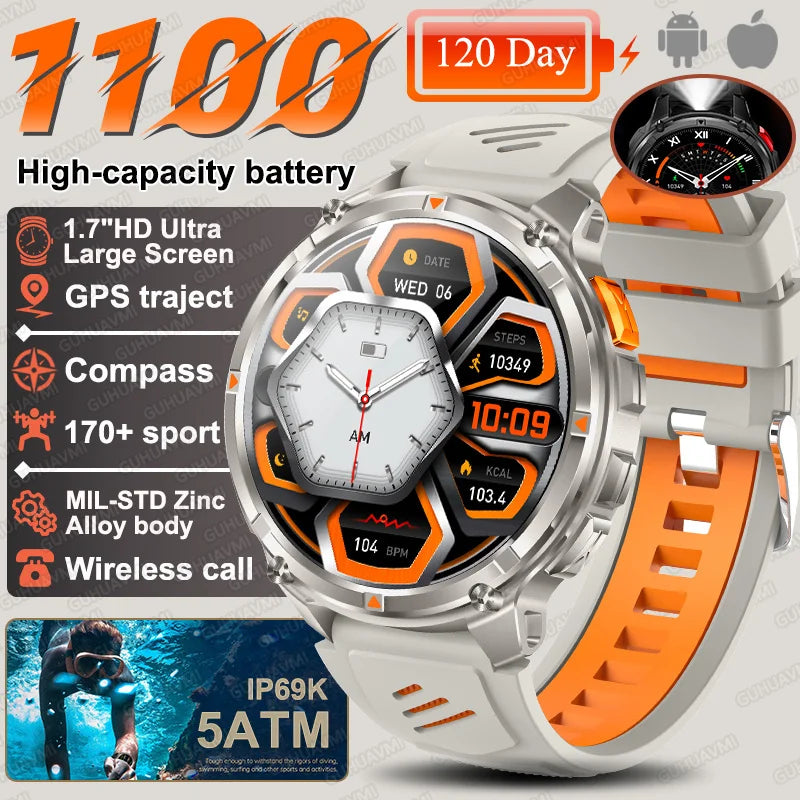 T-rex3 pro smartwatch | bateria 1100mah, gps, wodoodporny 5atm, wojskowy standard