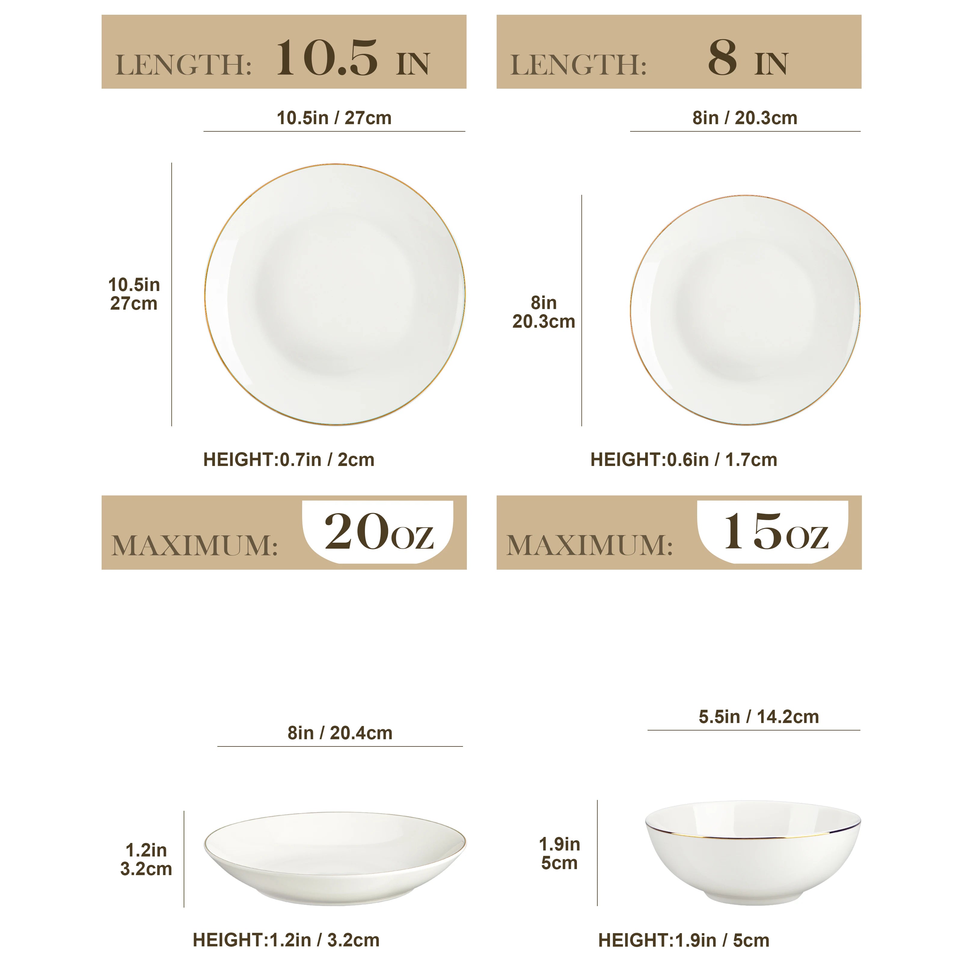 MALACASA Nordic Golden Rim Bone China Tableware Set - Elegant Dining Experience