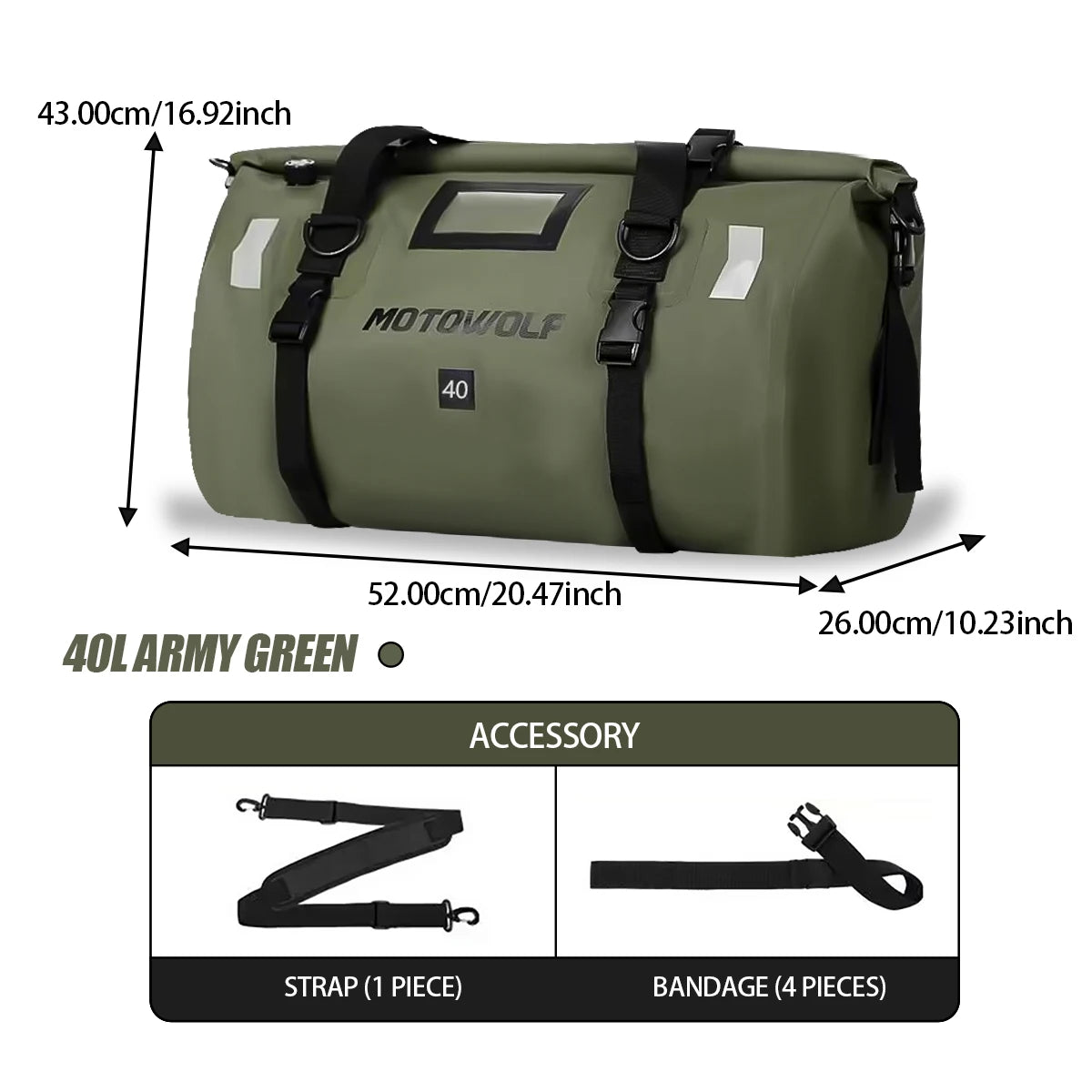 Wodoodporna torba motocyklowa na bagaż | suchy plecak rolowany | 20l, 40l, 66l