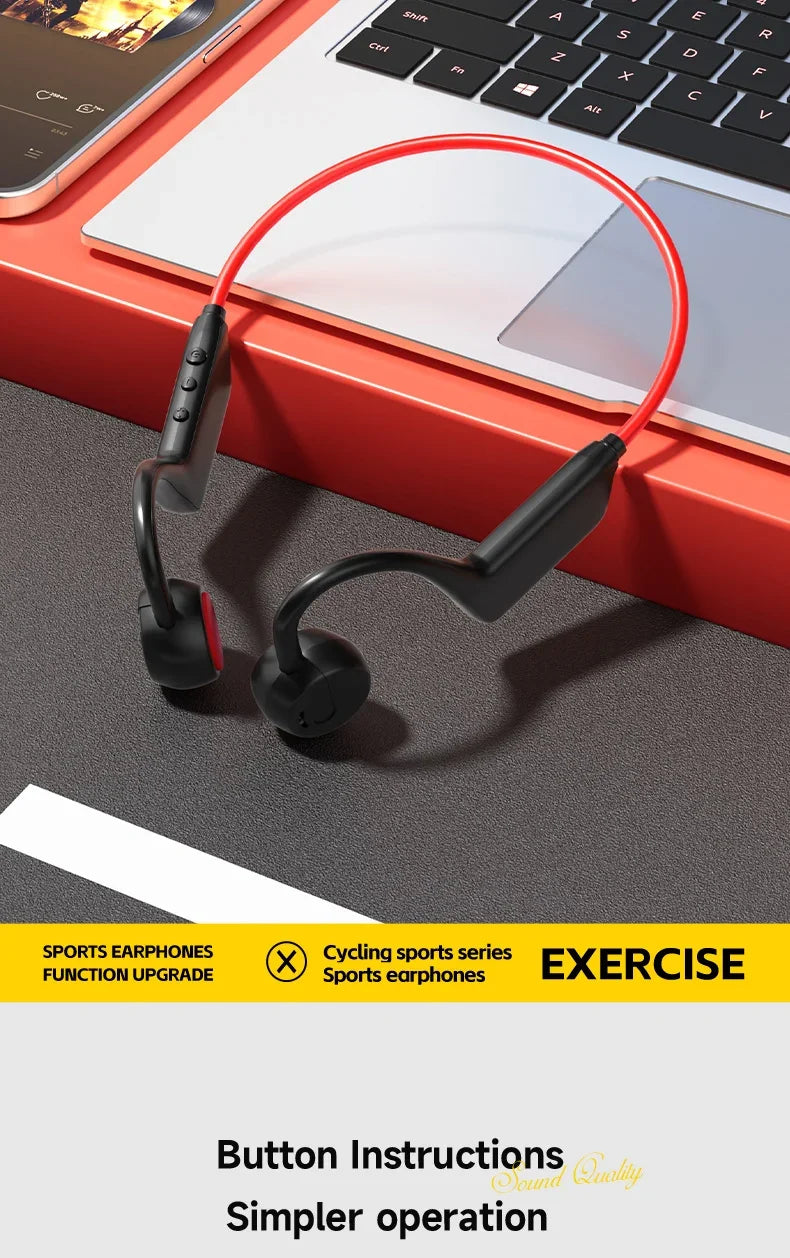 Zestaw słuchawkowy 2026 bone conduction: bezprzewodowe słuchawki sportowe ipx8 do pływania z mikrofonem