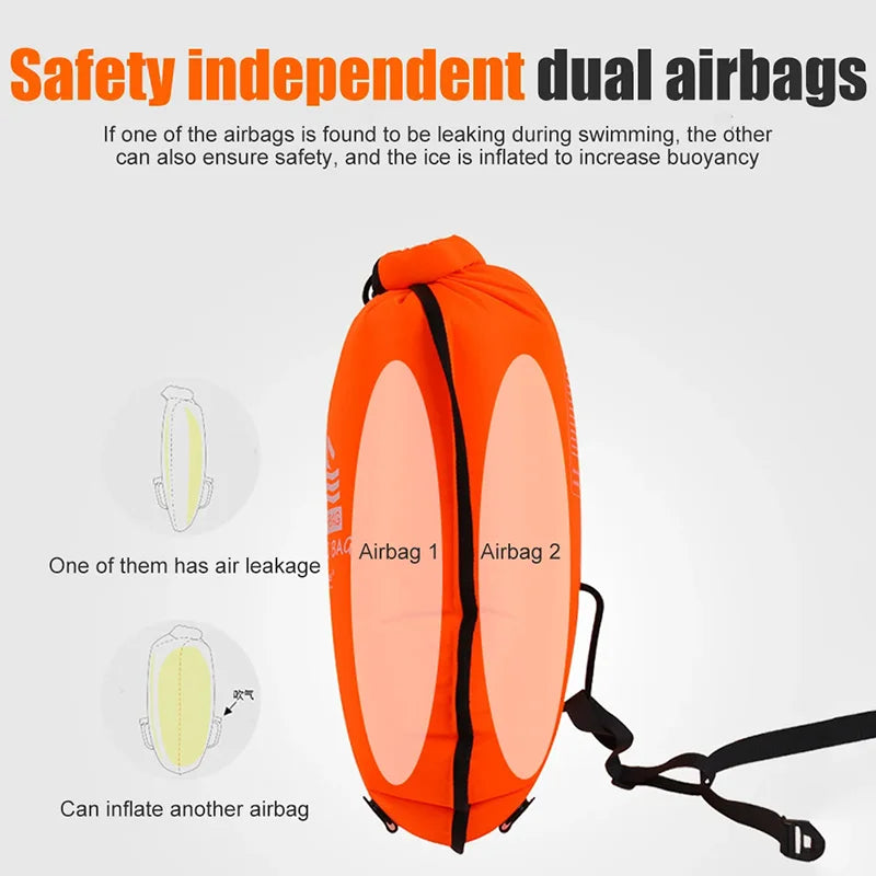 Boja pływacka 20l z podwójnymi poduszkami powietrznymi do pływania na otwartym akwenie – bezpieczeństwo i przechowywanie