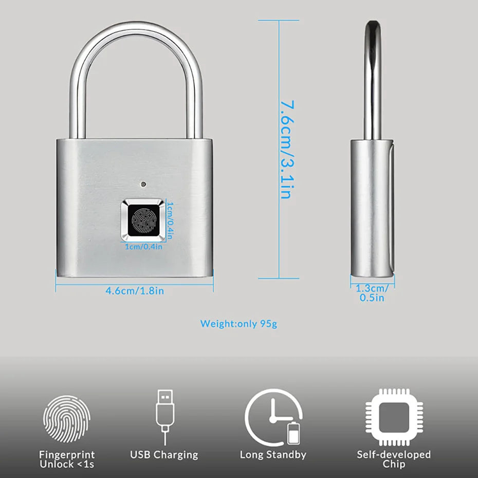 KERUI Fingerprint Smart Padlock | Keyless USB Anti-Theft Lock