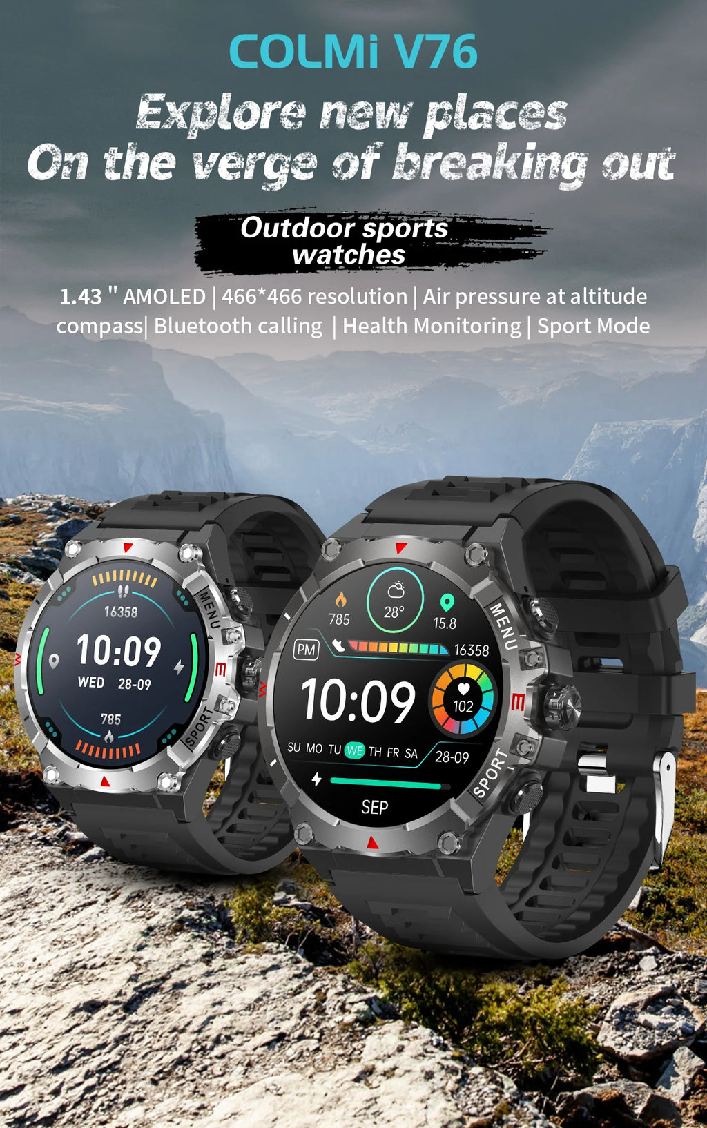 Colmi v76 smartwatch gps | ultra amoled i rozmowy bluetooth