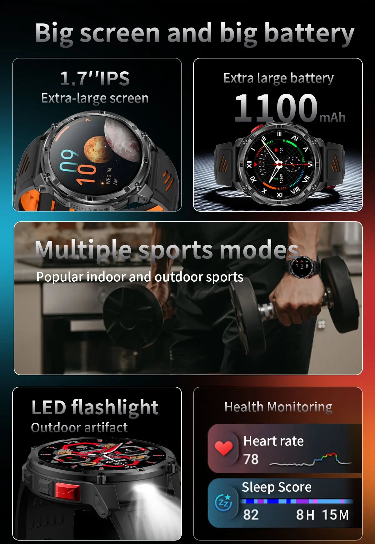 Inteligentny zegarek t-rex3 pro: gps, wodoodporność 5atm, wojskowy, sportowy monitor aktywności