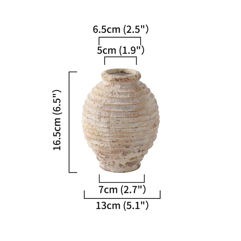 Retro Nostalgic Clay Pottery Vase - Vintage Handmade Home Decor 21.5CM