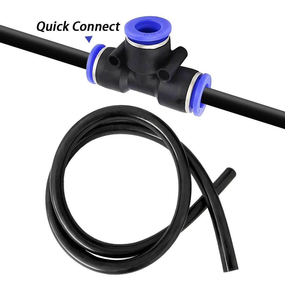 Vabena czarny wąż ogrodowy pe 1/4" 3/8" od 6-12mm – odporny na ciśnienie
