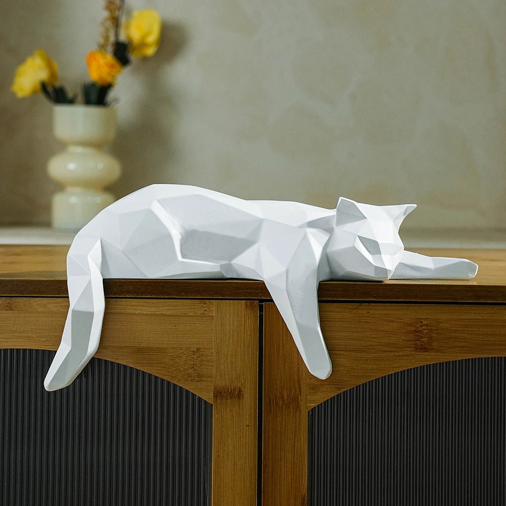Biało-czarna geometryczna figurka kota - nowoczesna dekoracja pokoju