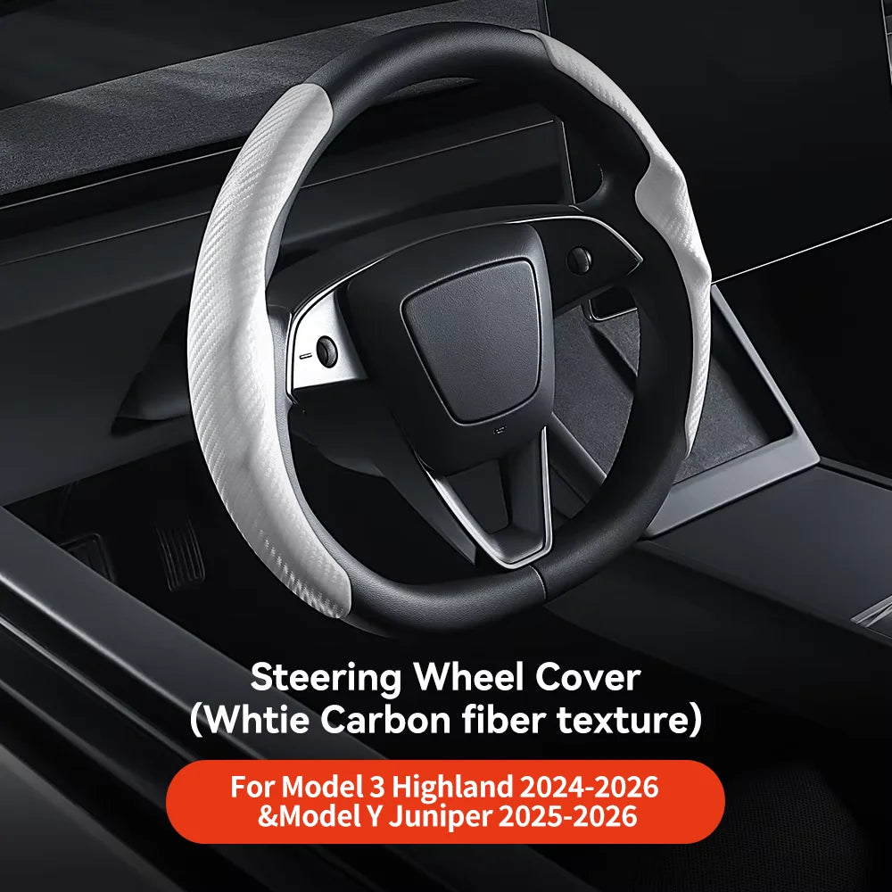 Pokrowiec na kierownicę tesla model 3/y highland juniper z włókna węglowego