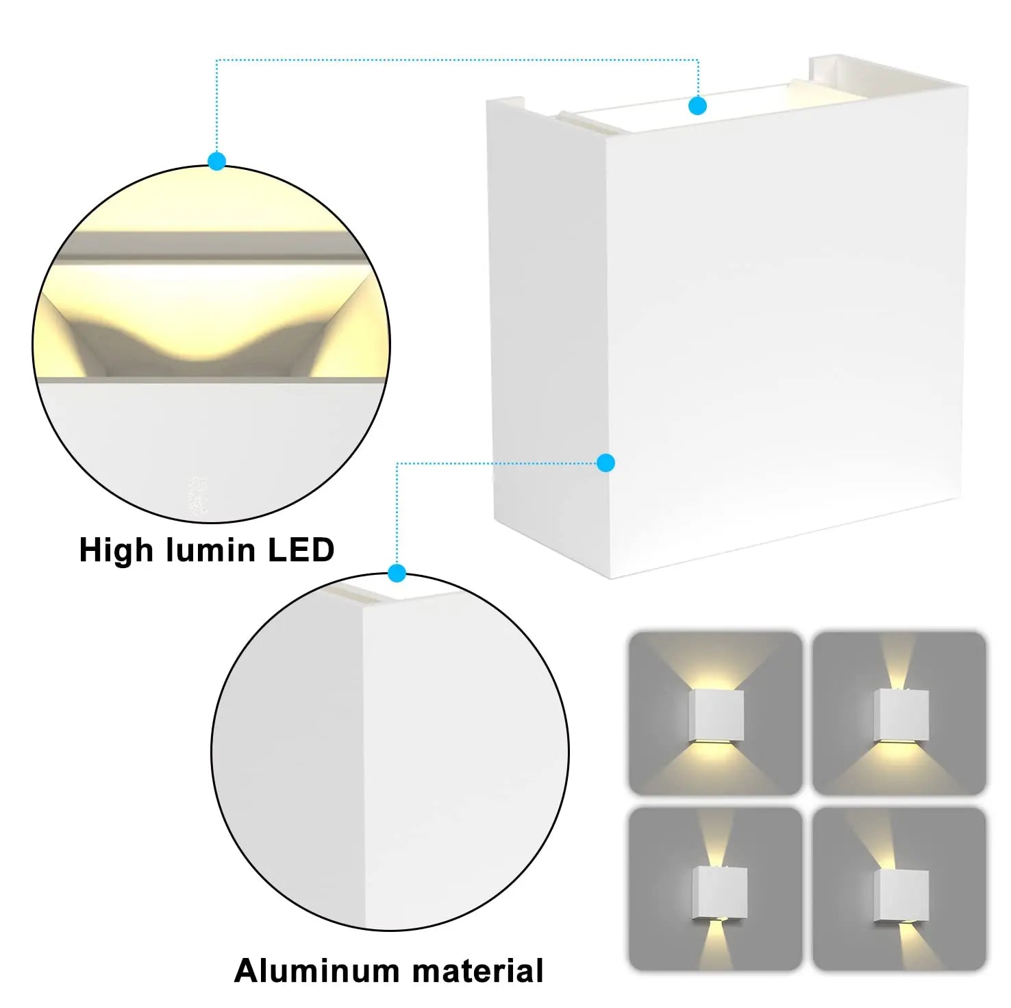 KICAAO 6W LED Wall Sconces - Modern Indoor & Outdoor IP65 Lighting