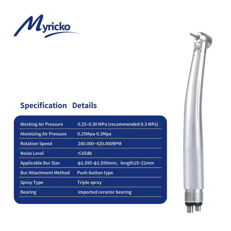 Myricko dentalna kątnica wysokoobrotowa led — prosta