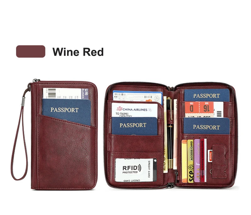 Wielofunkcyjny portfel podróżny z klipsem na paszport i karty – blokada rfid