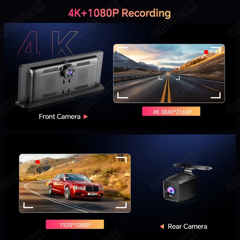 K2 pro 11.3" 4k bezprzewodowy carplay android auto kamera samochodowa z gps i podwójnym obiektywem