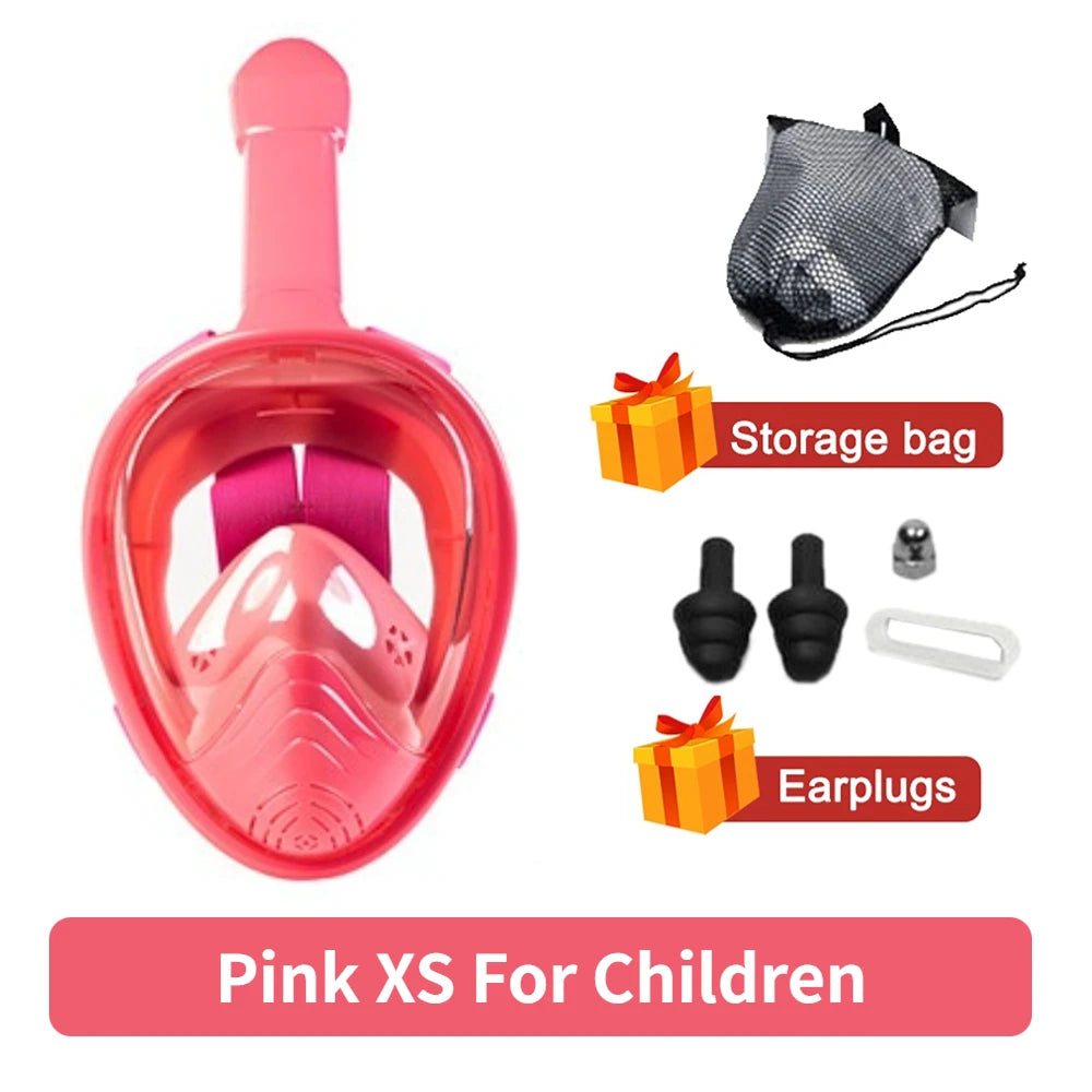 Maska do nurkowania pełnotwarzowa vabena - anty-mgielna, do pływania z rurką, dla dorosłych i dzieci