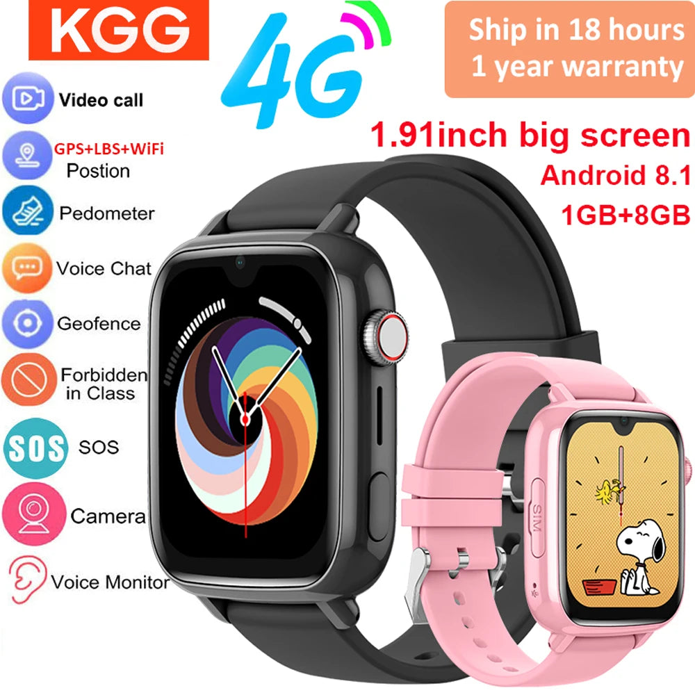 Dziecięcy smartwatch 4g z lokalizatorem gps i funkcją wideo rozmów