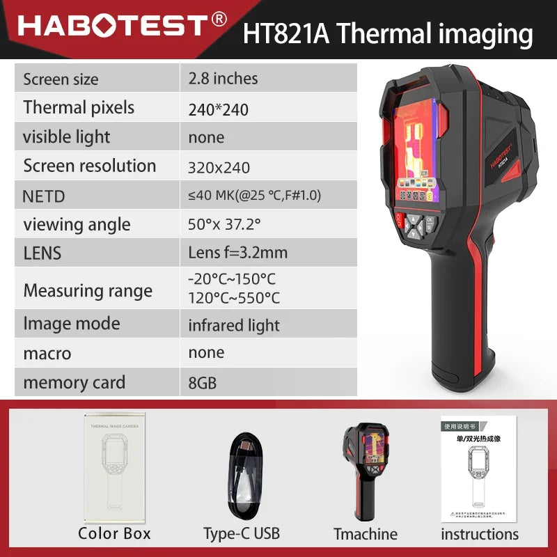 Kamera termowizyjna habotest ht821a z akumulatorem | wytrzymała, szeroki zakres